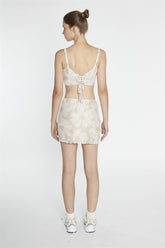 Stone-Sunflower Mesh Corset-Top